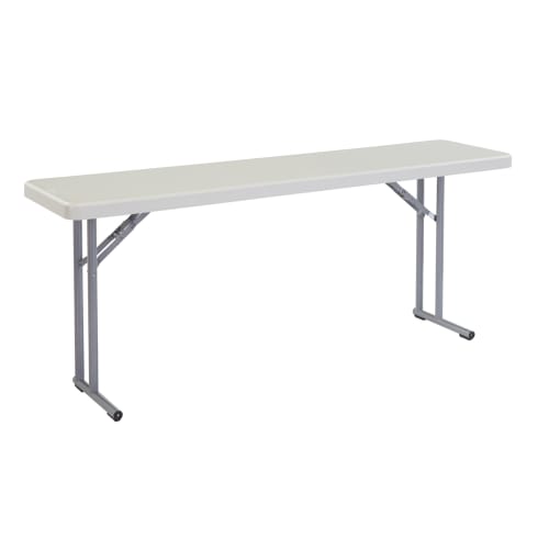 Blow Molded Seminar Folding Table, 18x72x29.5, Speckled Grey Top / Grey Textured Frame